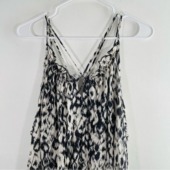 Anthropologie Black White Ikat Animal Print Strappy Mini Dress XS Oversized - Picture 4 of 16
